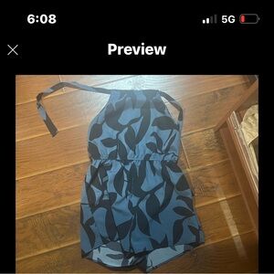 SHEIN Black and Blue Leaf Print Shorts